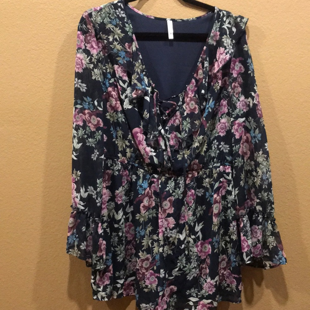 Navy blue floral romper from Target
